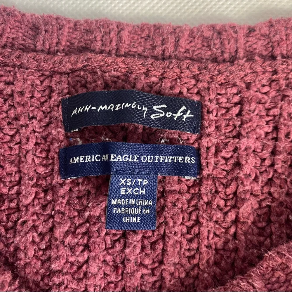 American Eagle Ahh-mazingly Soft Ribbed Crewneck Pullover Sweater XS Mauve